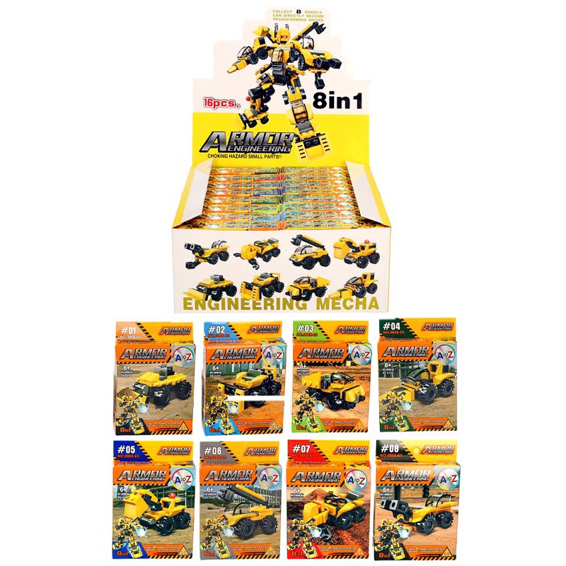 Construction Building Blocks 8 Assorted Quantities of 16 Wholesale