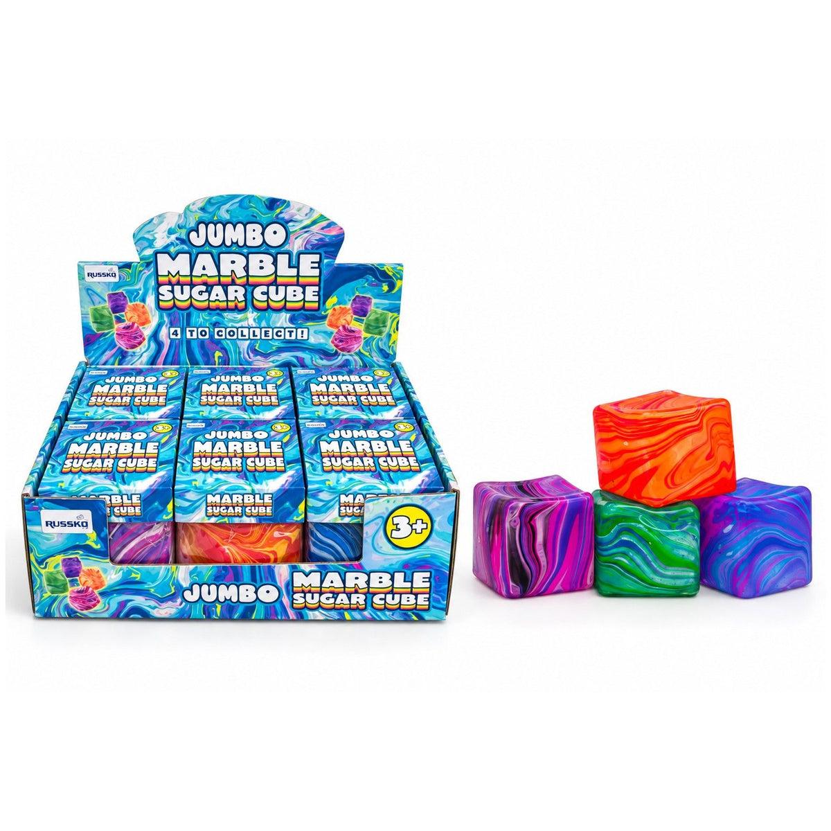 Jumbo Sugar Squishy Marble Cube Quantities of 6 Wholesale
