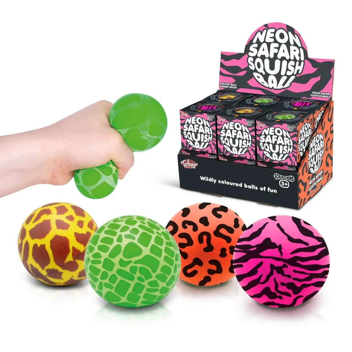 Scrunchems Neon Safari Squish Ball Quantities of 12 Wholesale