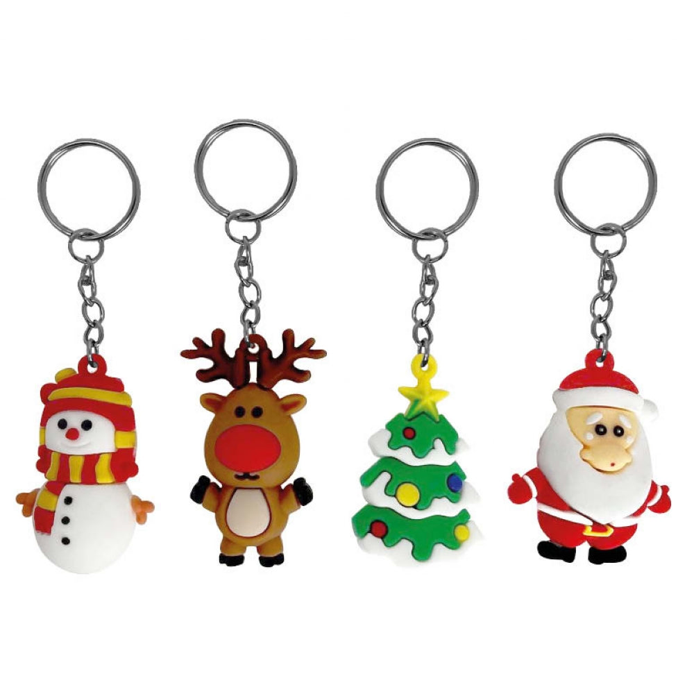 Christmas 3D Keyrings 7cm Quantities of 12 Wholesale