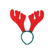 Red reindeer antler headband with green band, perfect for Christmas parties and festive costumes.