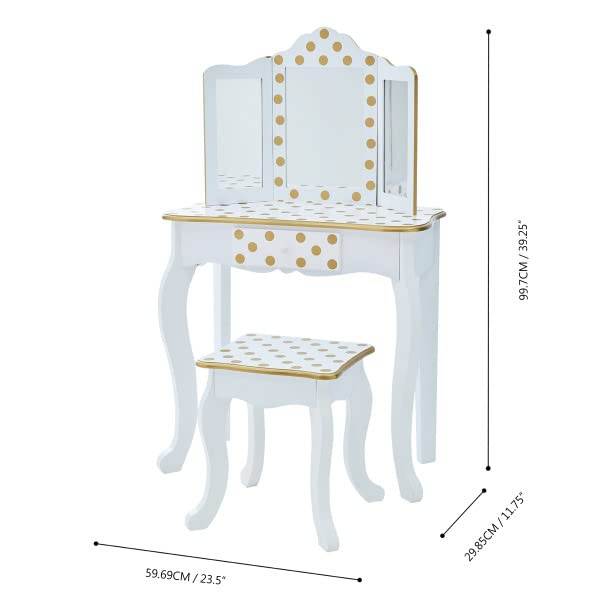 Fantasy Fields By Teamson Gisele Play Dressing Table/Vanity Set LED Light Whi... - TC Toys