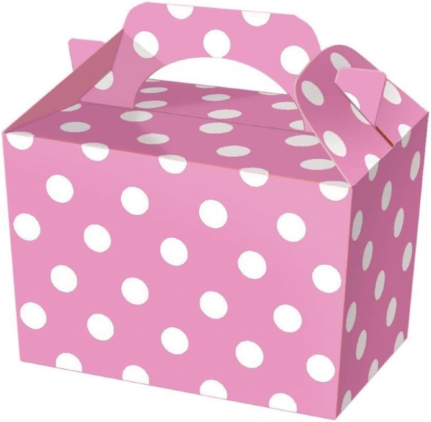 Pack of 12 Pink Polka Dot Party Boxes Quantities of 12