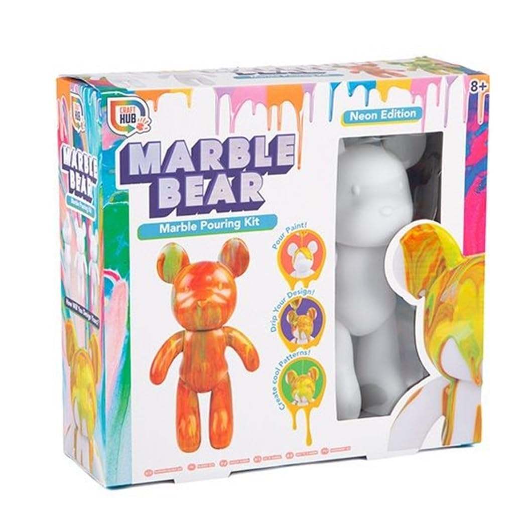 Marble Bear Marble Pouring Kit Neon Edition packaging with colorful bear figurine design.