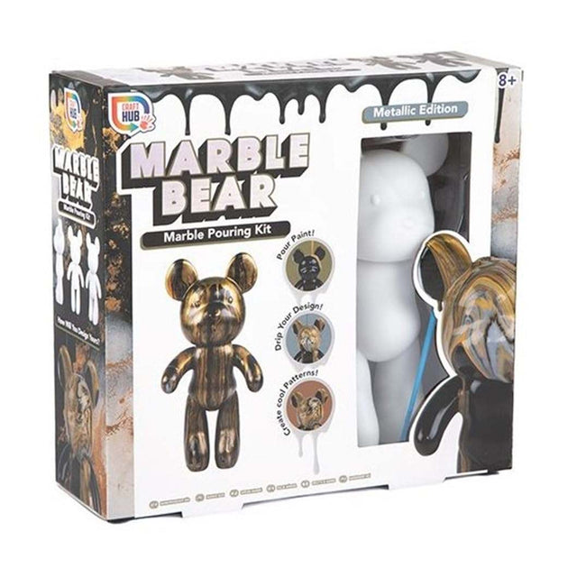 Marble Bear Metallic Edition creative pouring kit box with bear figurine and painting supplies.