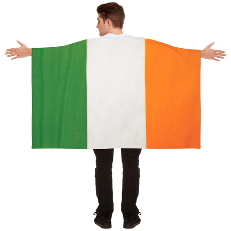 Wearable Irish cape flag with armholes, 100% polyester, 5ft x 3ft.