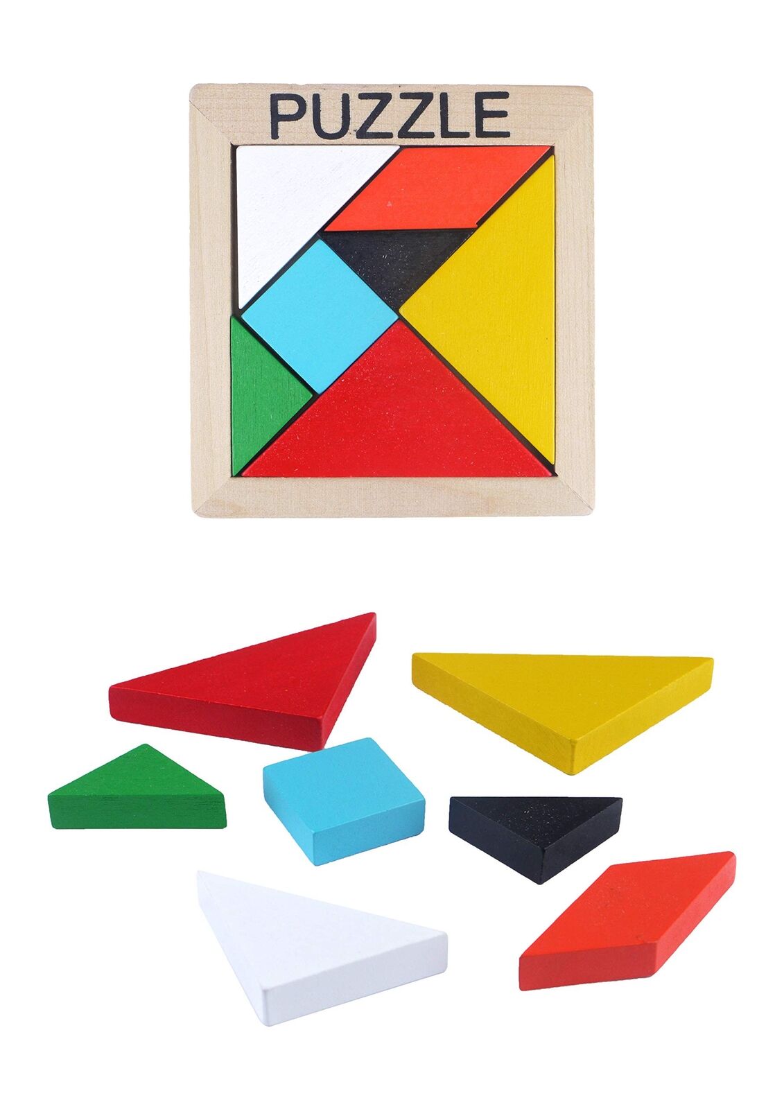 Henbrandt Children's Wooden Puzzle Tangram Shape Logic Game Kids Brain Puzzle...