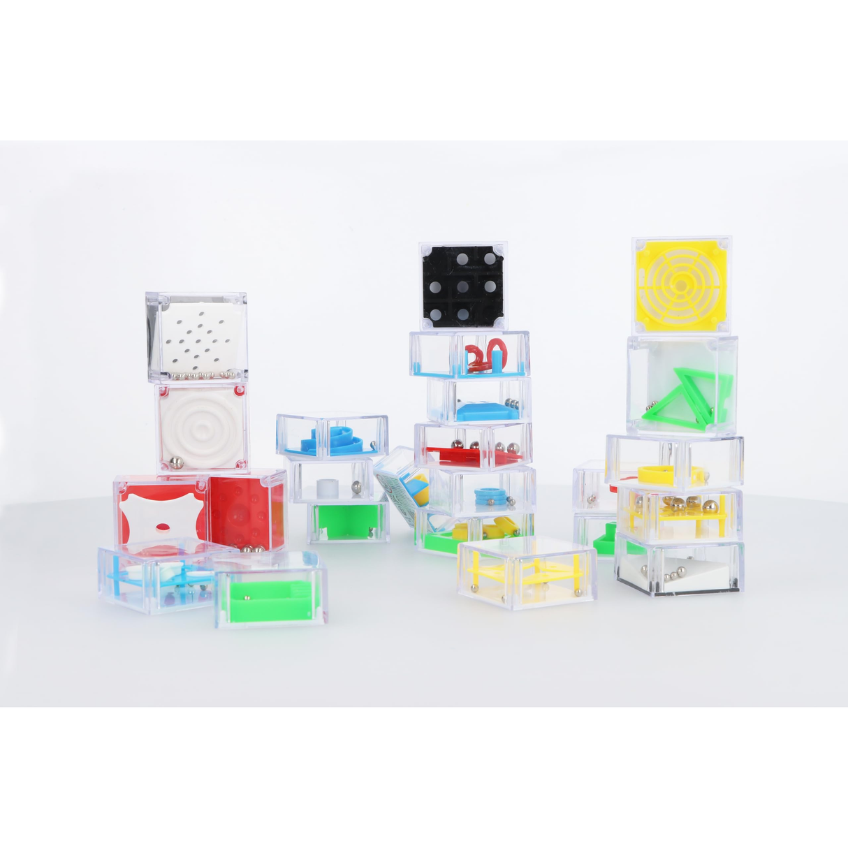 Single Maze Puzzle Blocks 3D fidget toys with colorful brain-teasing designs for kids and adults.