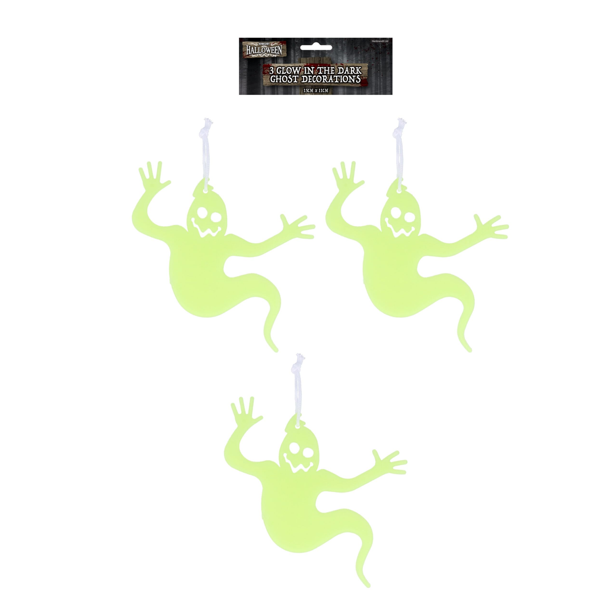 Pack of 3 Glow in the Dark Hanging Ghosts Wholesale