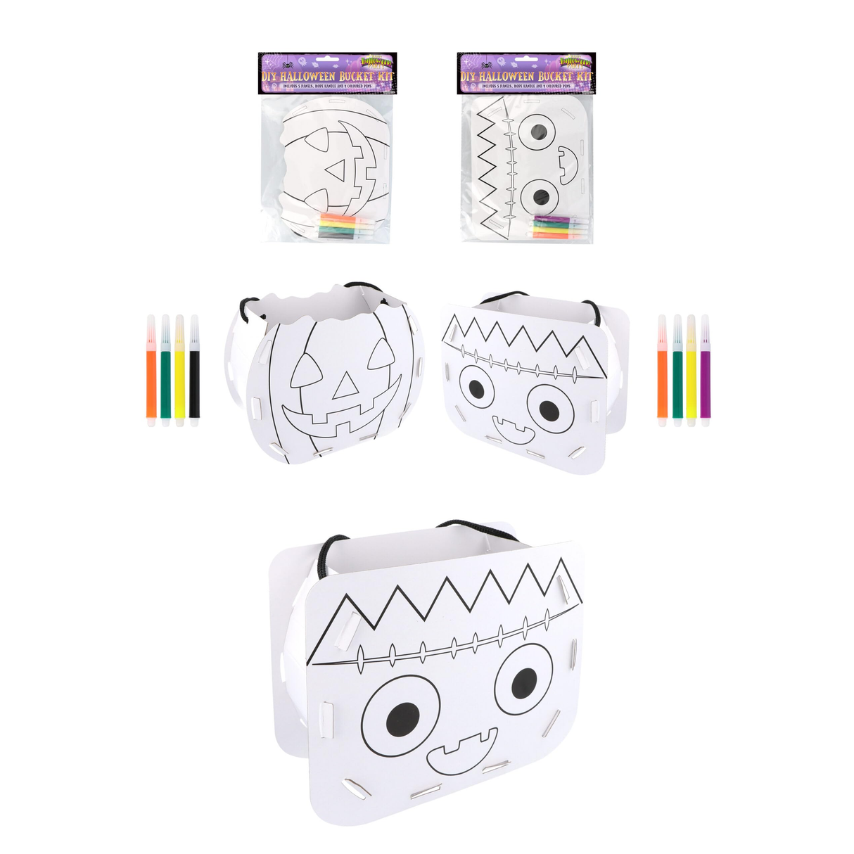 Halloween DIY Trick or Treat Bucket Colour-Your-Own Quantities of 12 Wholesale