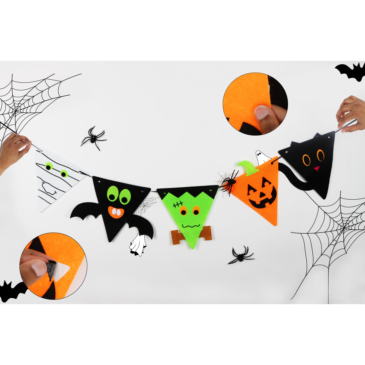 Halloween Felt Bunting Craft Kit DIY Halloween Bunting 3m with 5 Pennants Quantities of 12 Wholesale