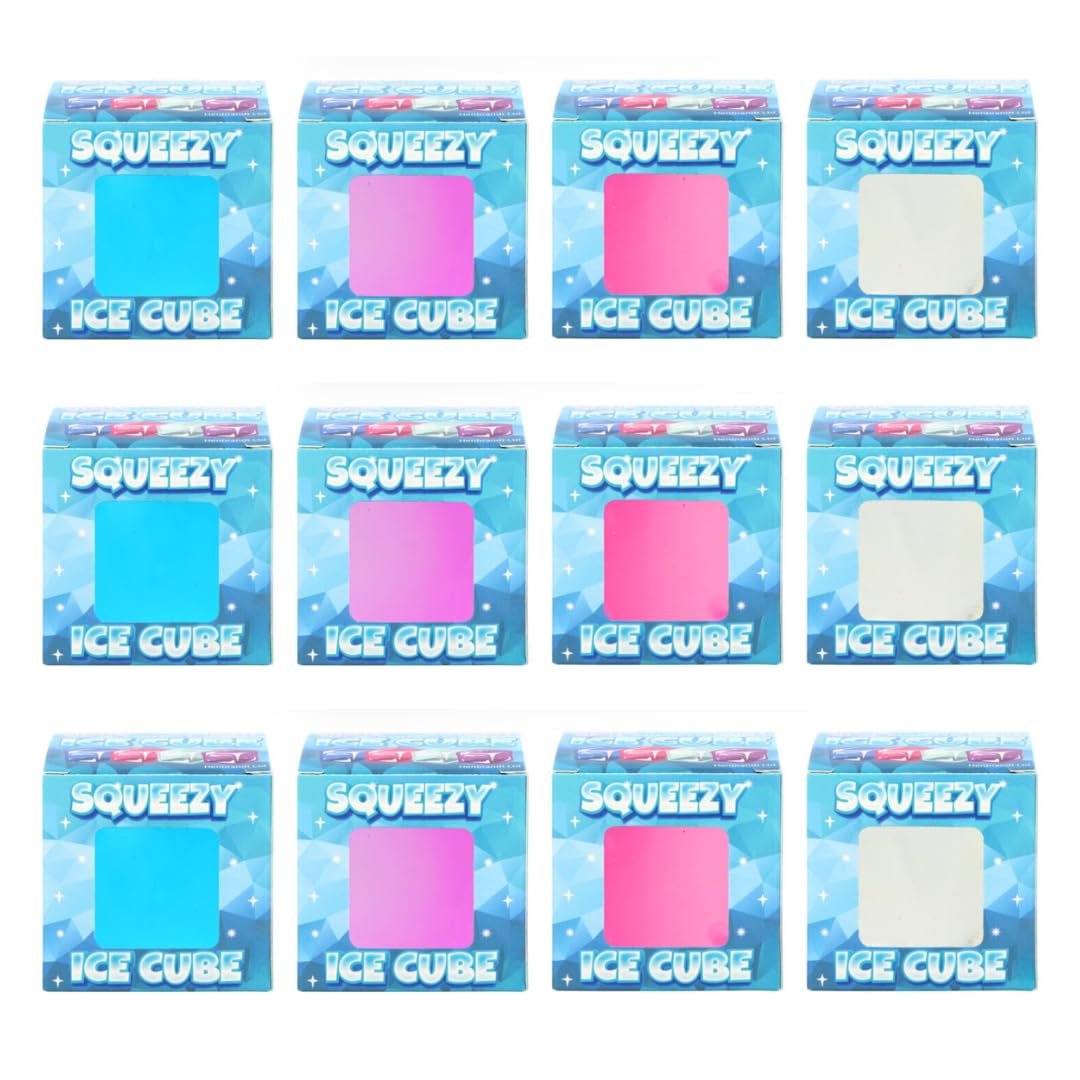Squeeze Ice Cube Toy with Sugar/Maltose Filling (5cm) 4 Assorted Colours Quantities of 12 Wholesale