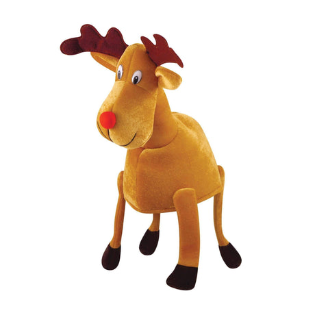 Festive soft Reindeer Hat with antlers, perfect for holiday cheer.