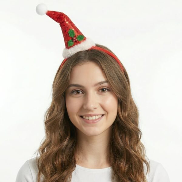 Mini Santa Hat Headband with Holly Quantities of 12