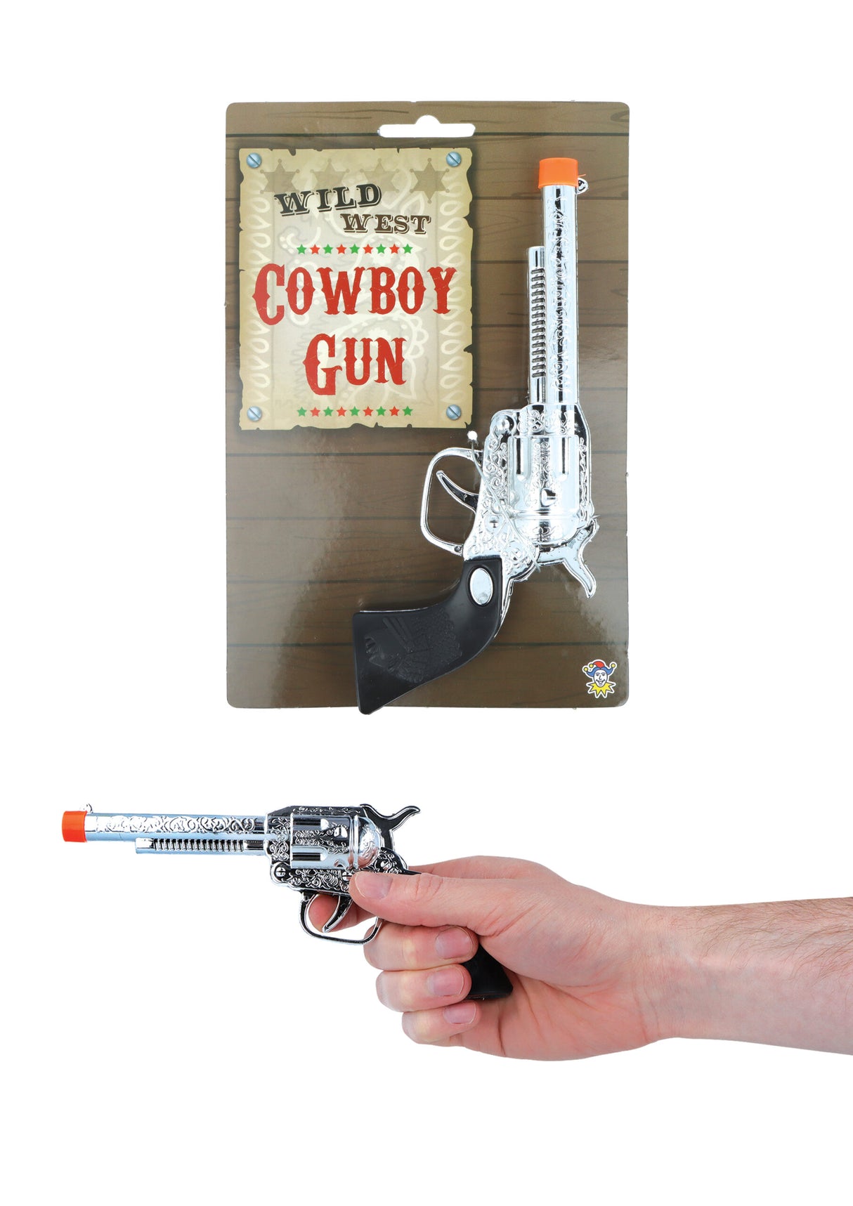 Silver Cowboy Pistol Toy (19cm) Quantities of 12