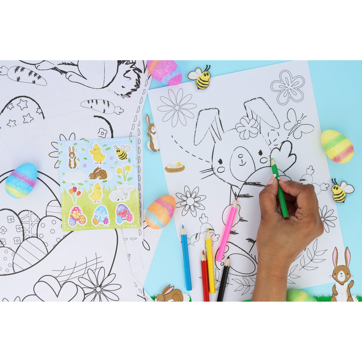Easter Colouring Set with Stickers Quantities of 12 Wholesale