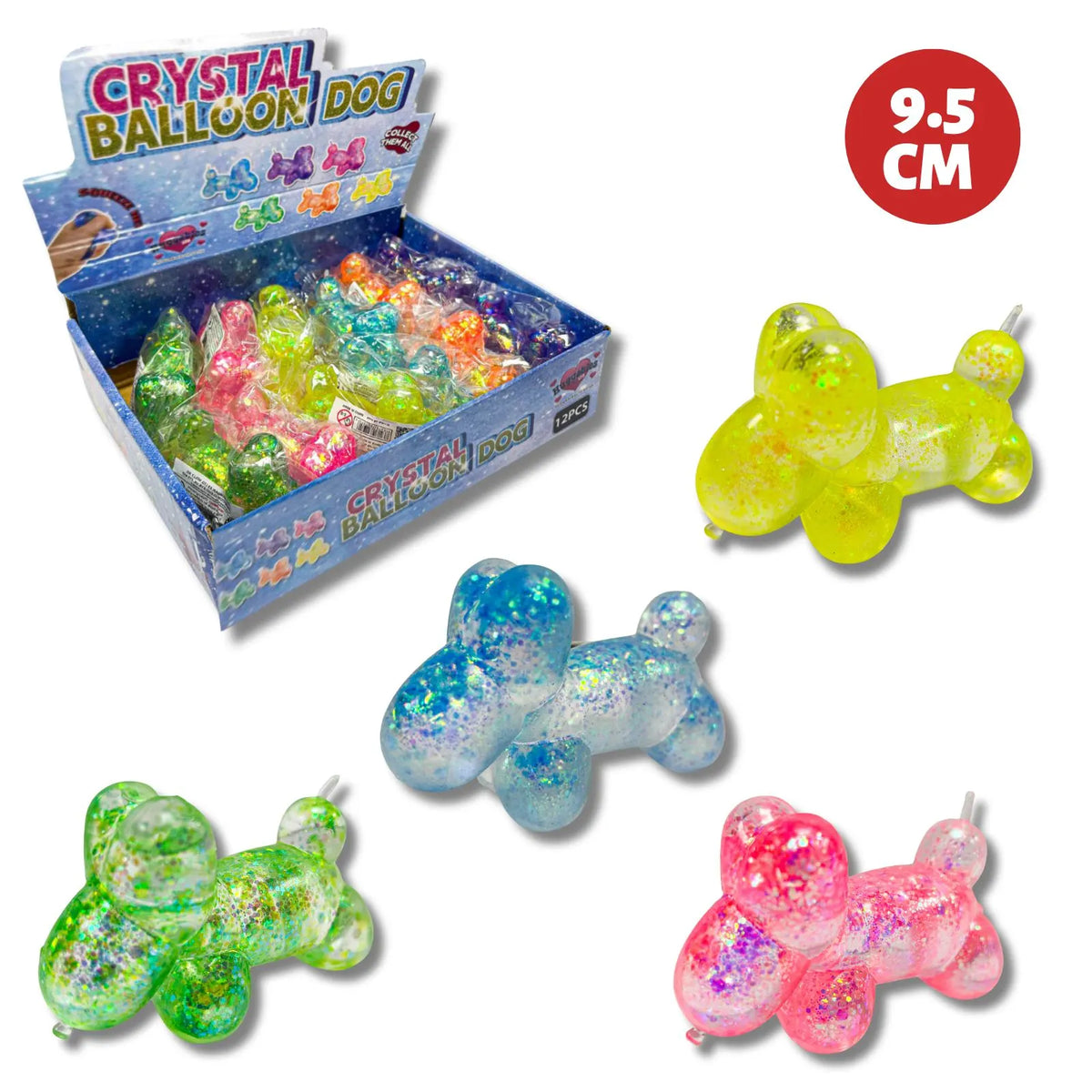 9.5cm Crystal Maltose Balloon Dogs Quantities of 12 Wholesale