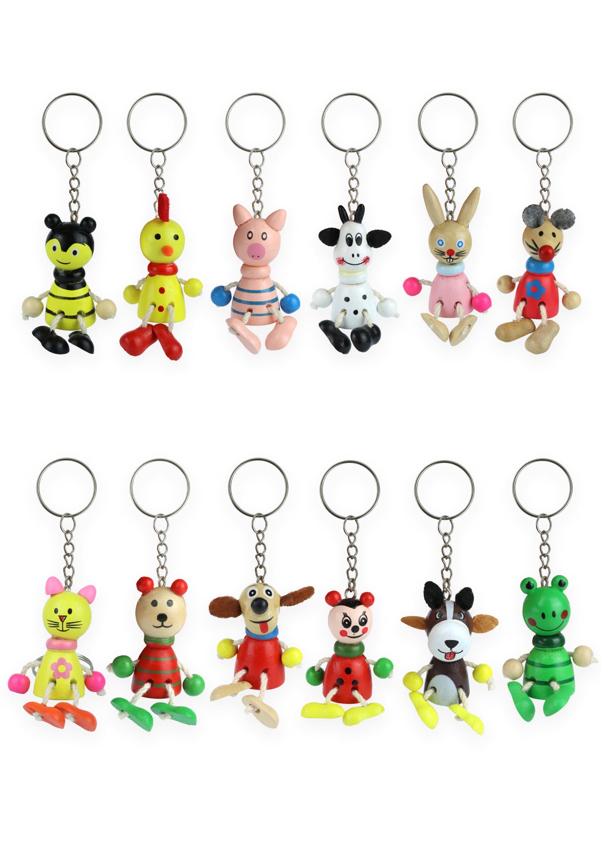 Wooden Animal Keychains (5cm) Quantities of 60 Wholesale