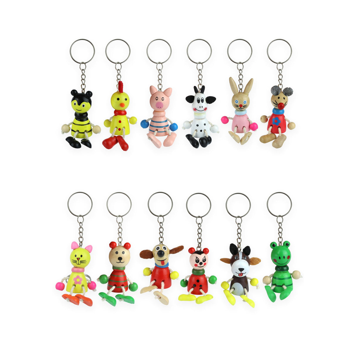 Wooden Animal Keychains (5cm) Quantities of 60 Wholesale