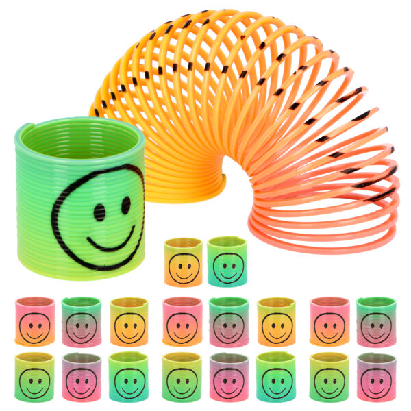 Mini Rainbow Springs with Smiling Faces (3.5cm) Packs of 6 Wholesale
