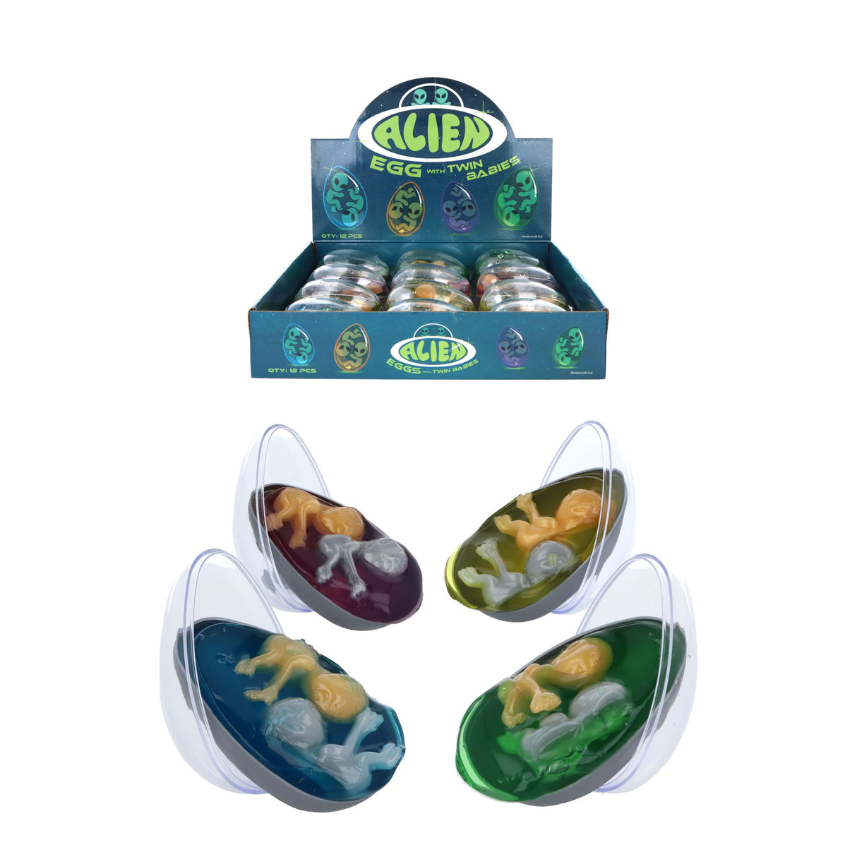 Alien Egg with Twin Babies (8.5cm x 5.3cm) Quantities of 12 Wholesale