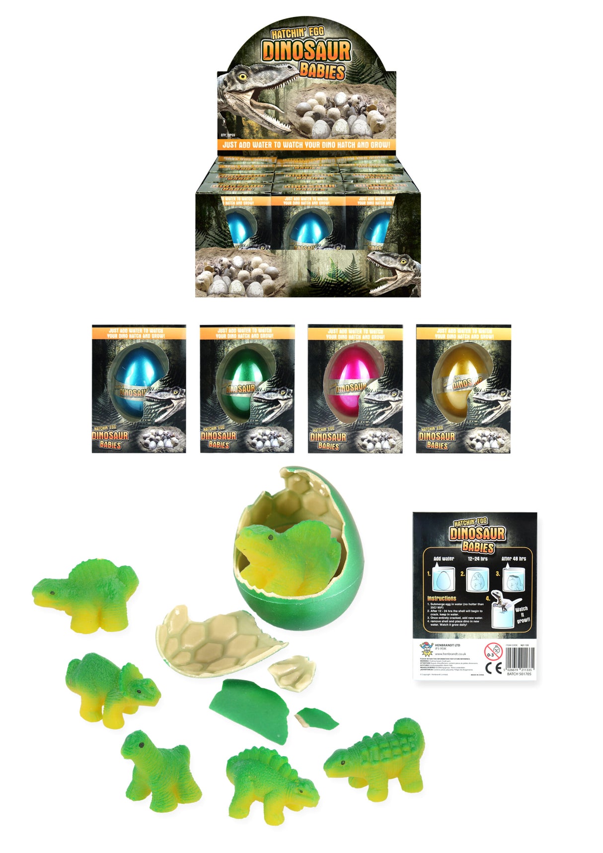 Hatching Dinosaur Eggs (6cm) Quantites of 12