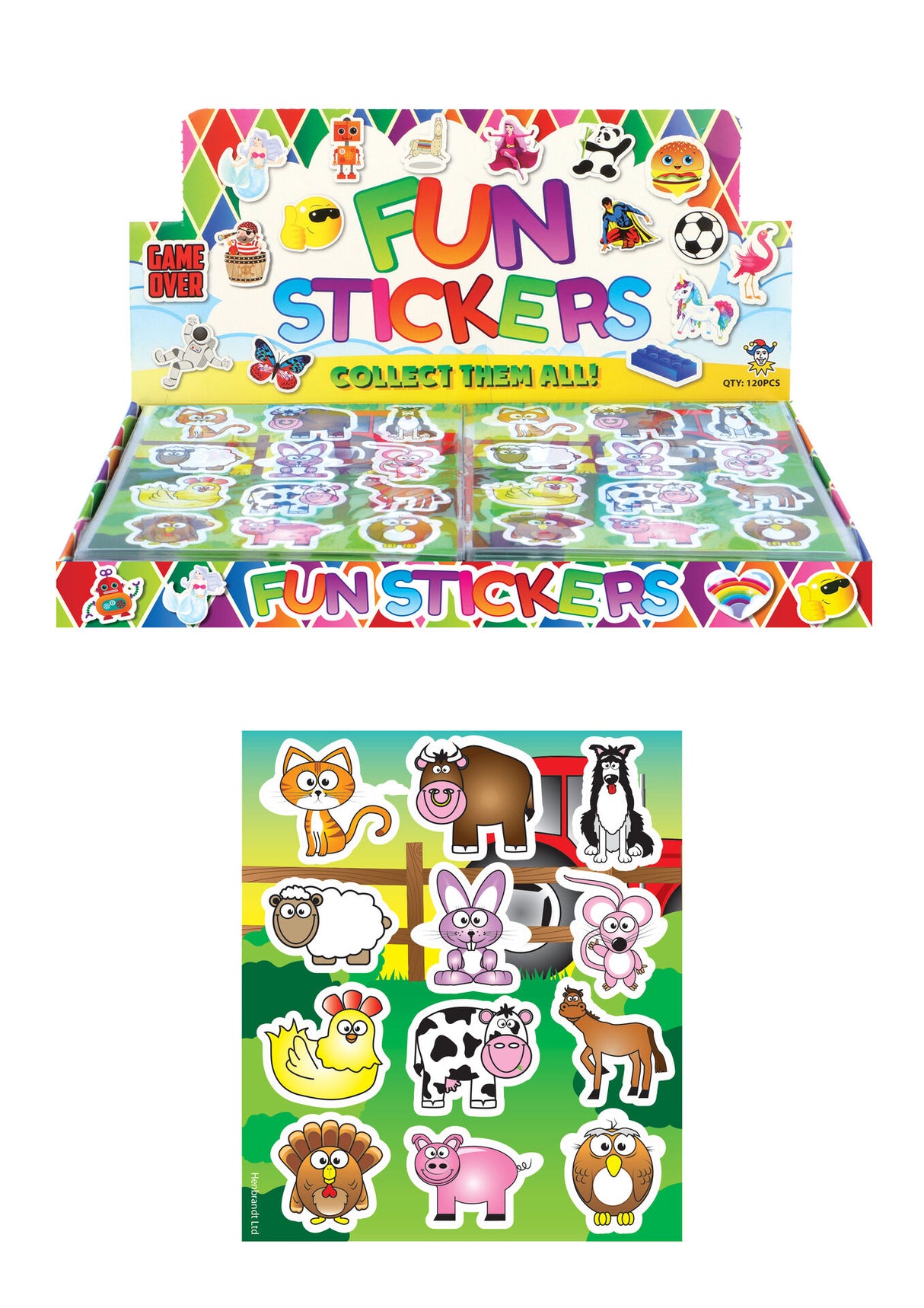 Farm Animal Sticker Sheets (10cm x 11.5cm) Quantities of 120