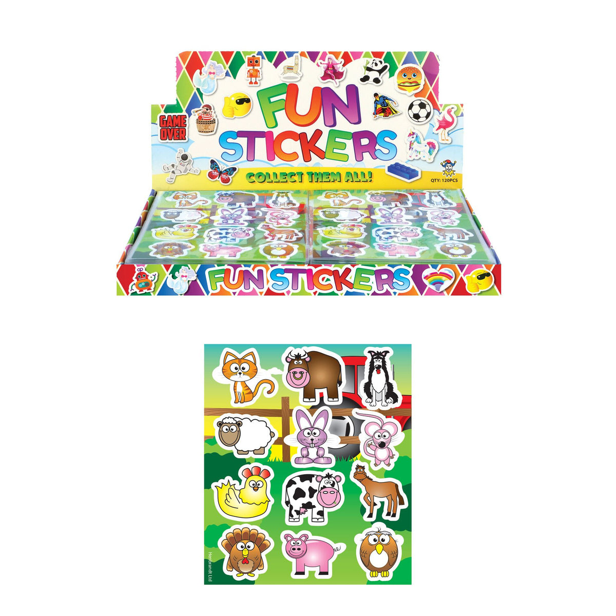 Farm Animal Sticker Sheets (10cm x 11.5cm) Quantities of 120 Wholesale