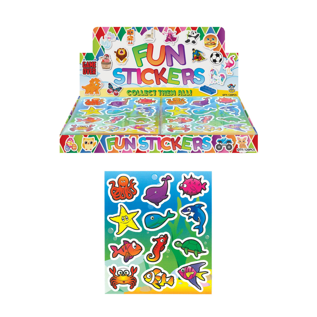 Sealife Sticker Sheets (10cm x 11.5cm) Quantities of 120 Wholesale