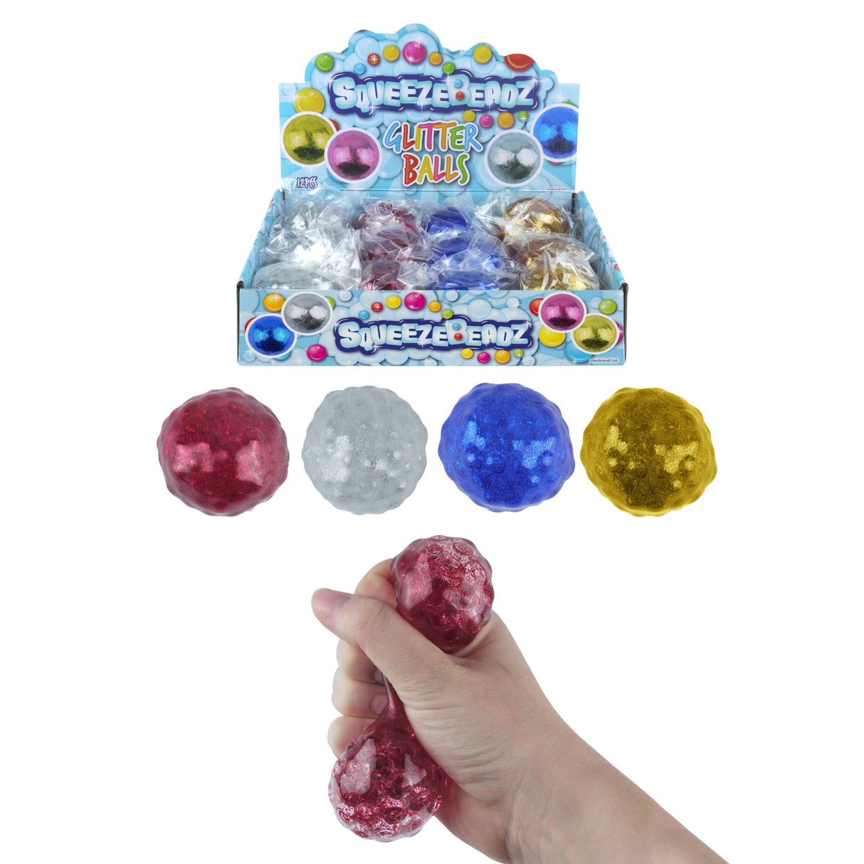 Glitter Squeeze Stress Balls with Beads (5.5cm) Quantities of 12 Wholesale