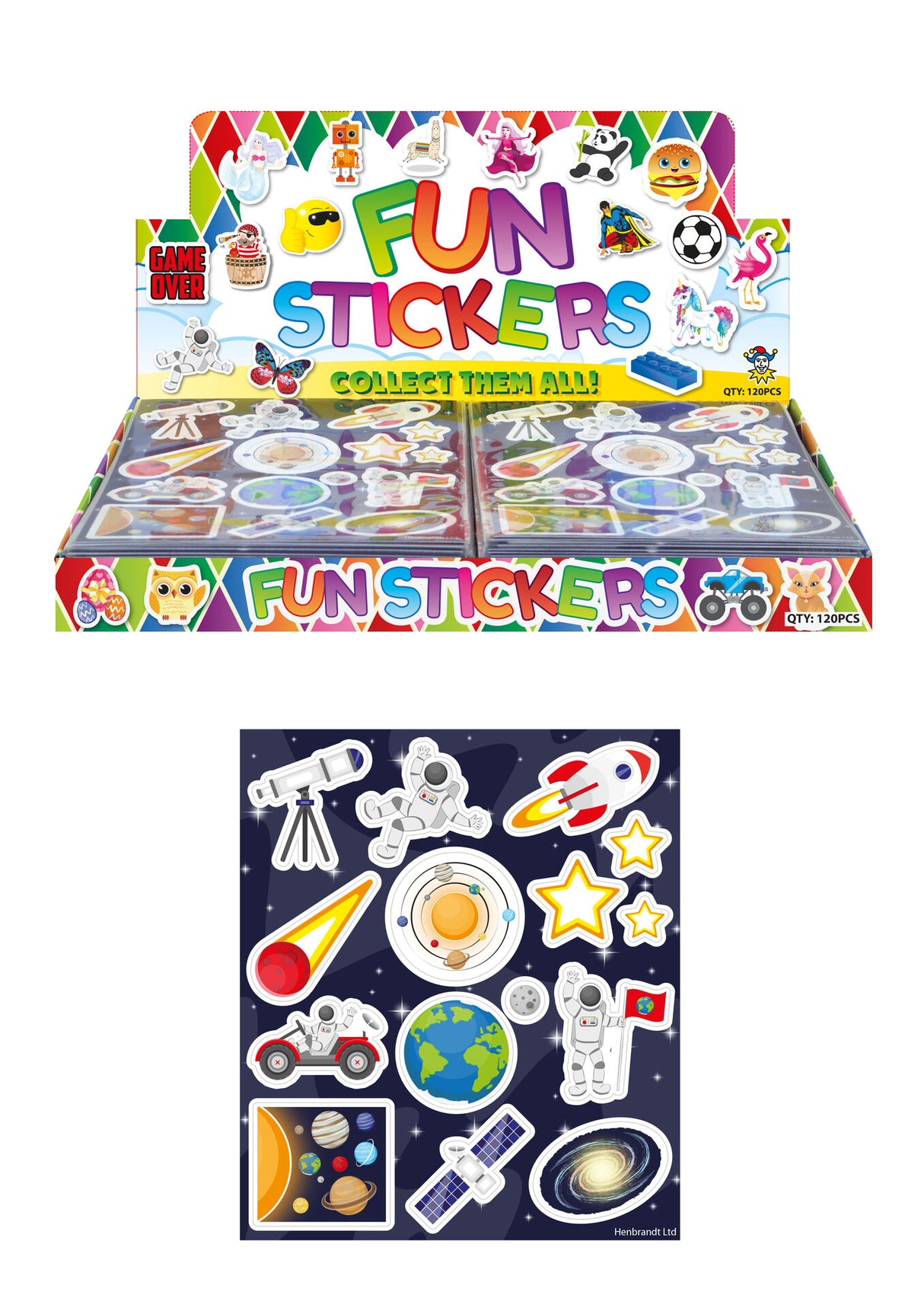 Space Sticker Sheets (10×11.5cm) Quantities of 120