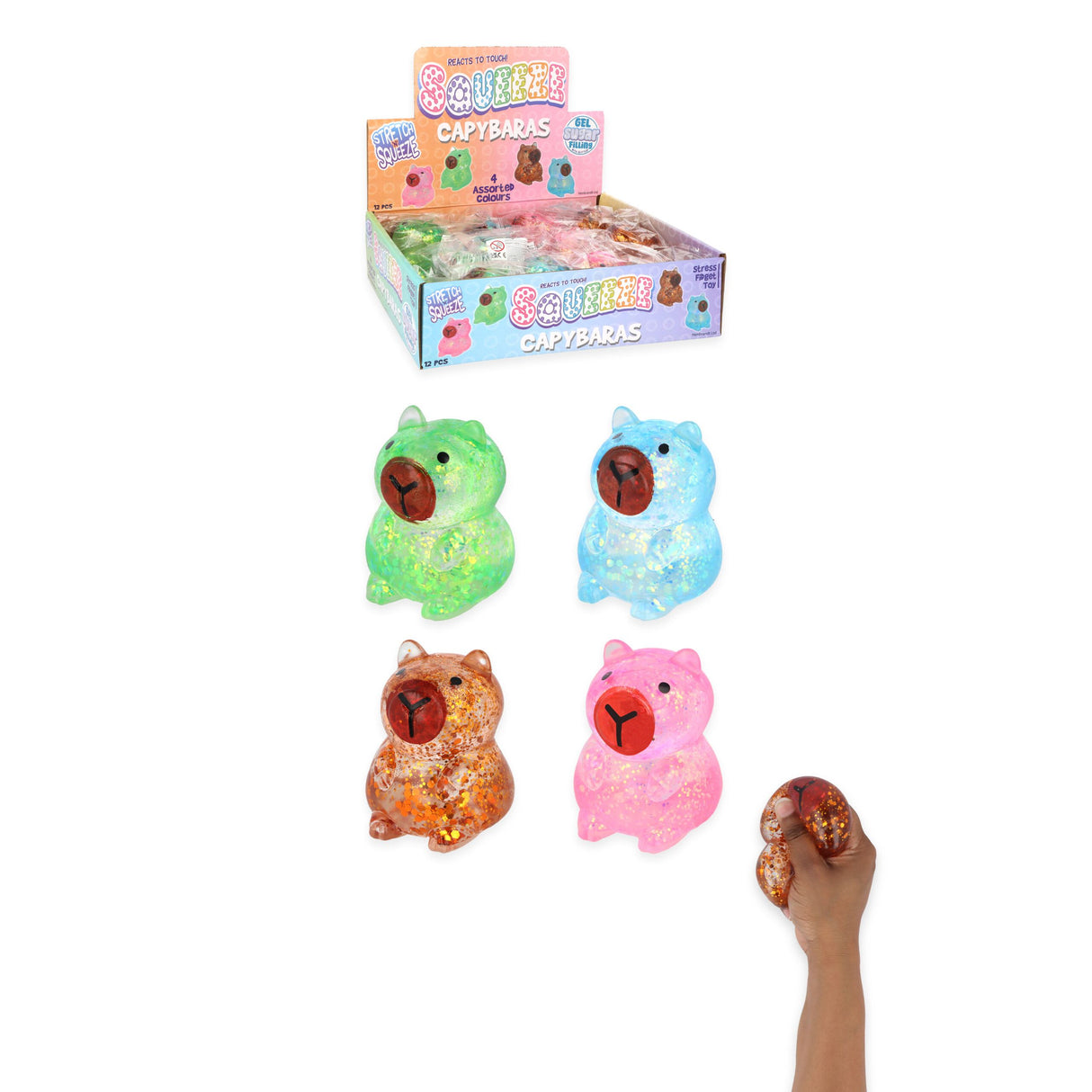 Capybara Squeeze Toy with Sugar/Maltose Filling (8.5cm) Quantities of 12 Wholesale