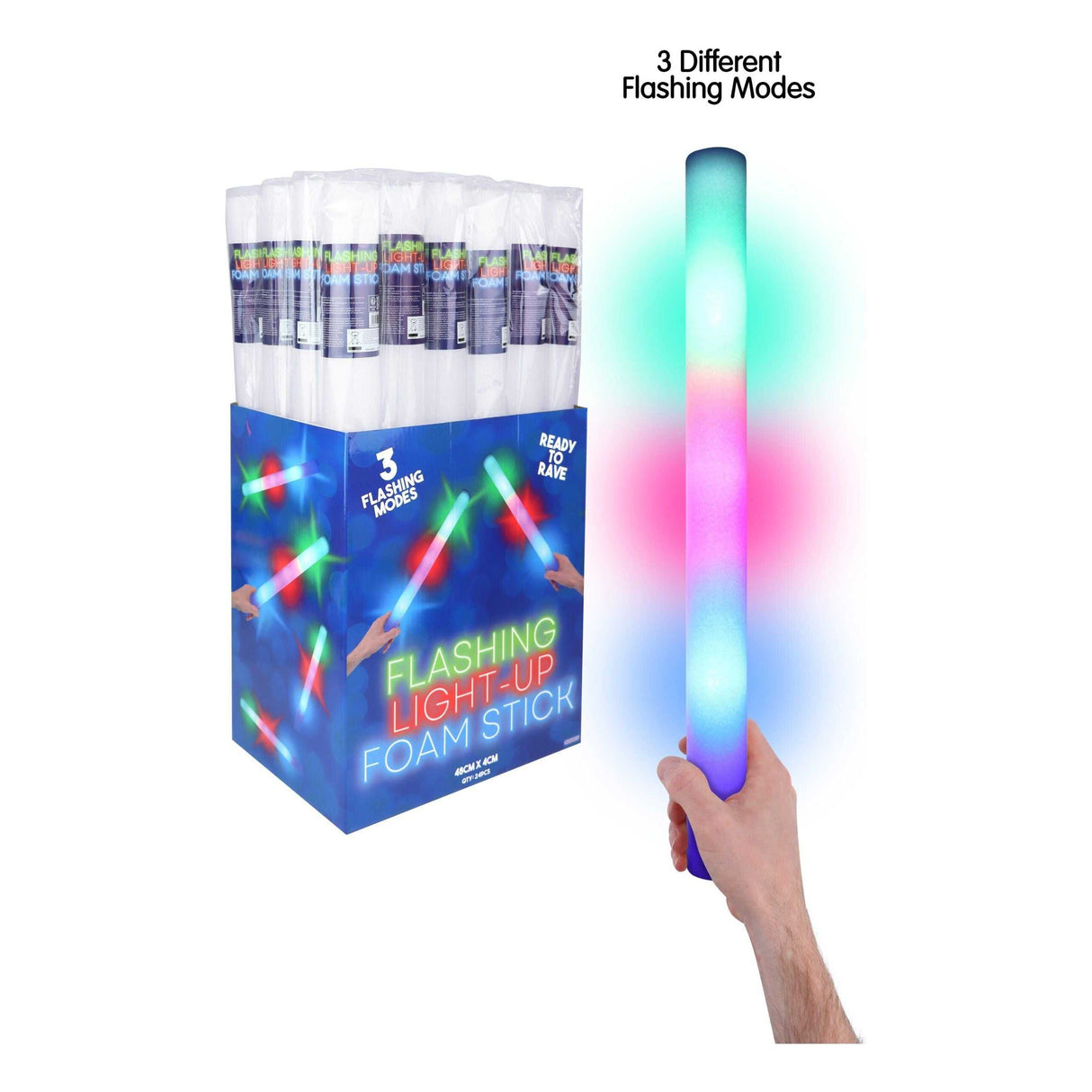 Multi Colour LED Foam Glow Sticks (48cm x 4cm) Wholesale