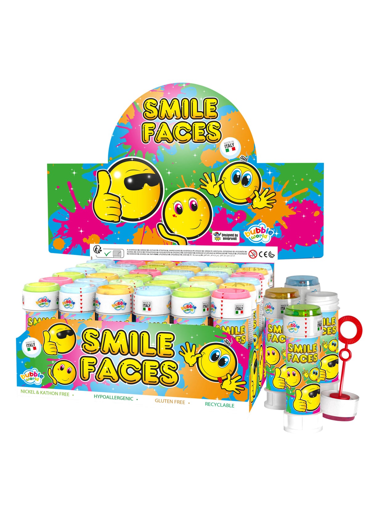 Smiley Face Bubble Tub with Wand - Pack of 1 (60ml)
