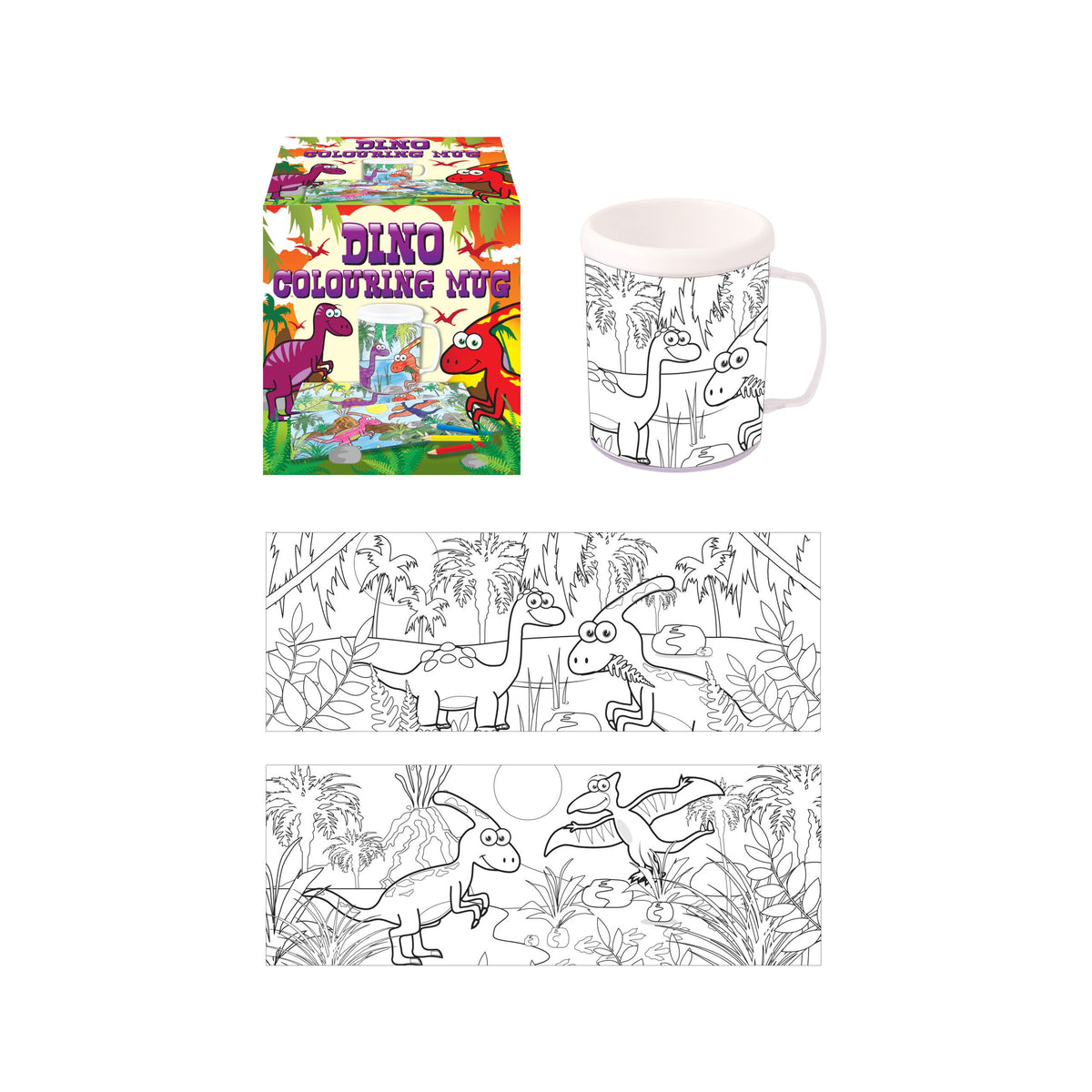 Dinosaur Colouring Mug Quantities of 12 Wholesale
