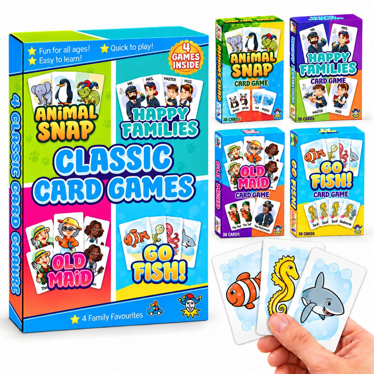 Pack of 4 Assorted card games Quantities of 12