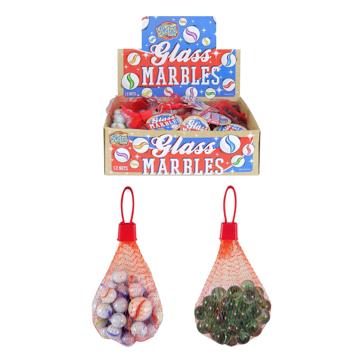 Glass Marbles 2 Assorted Designs packs of 50 Wholesale
