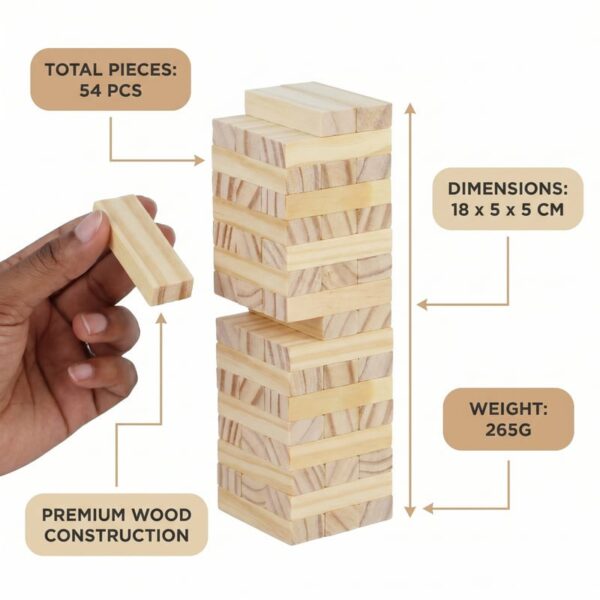 Wooden Stacking Game with 54pcs (18cm) Quantities of 6