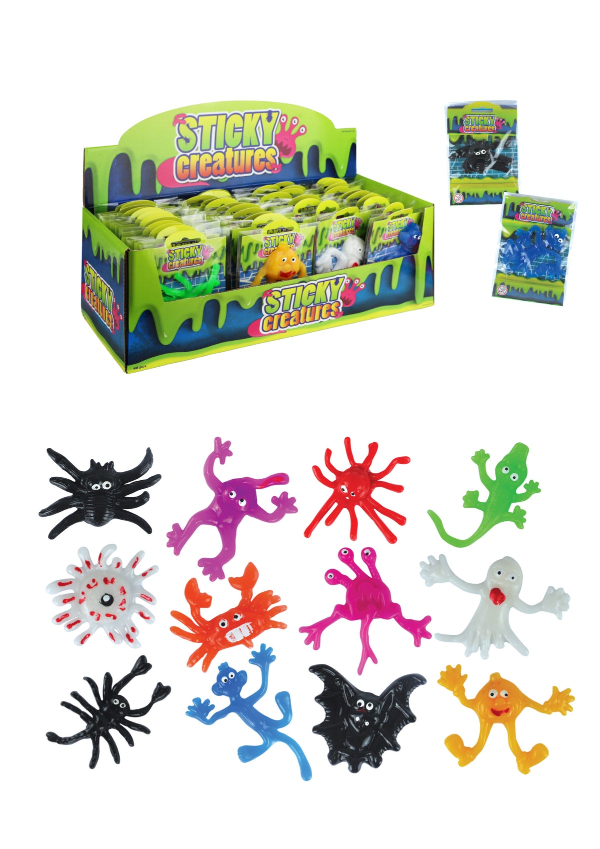 Large Sticky Creatures 9-11cm Quantities of 48