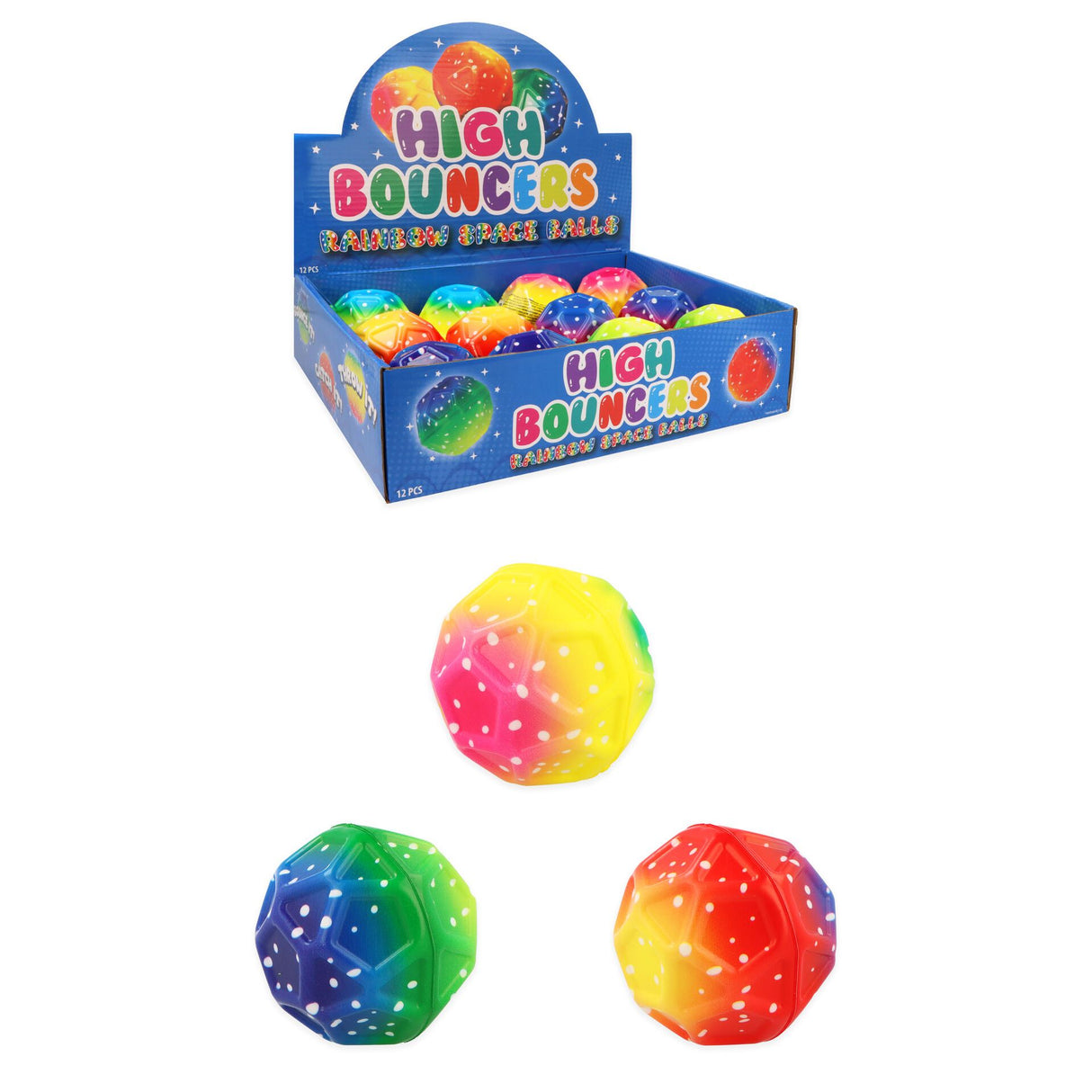 High Bounce Rainbow Space Ball 6.5cm Quantities of 12 Wholesale