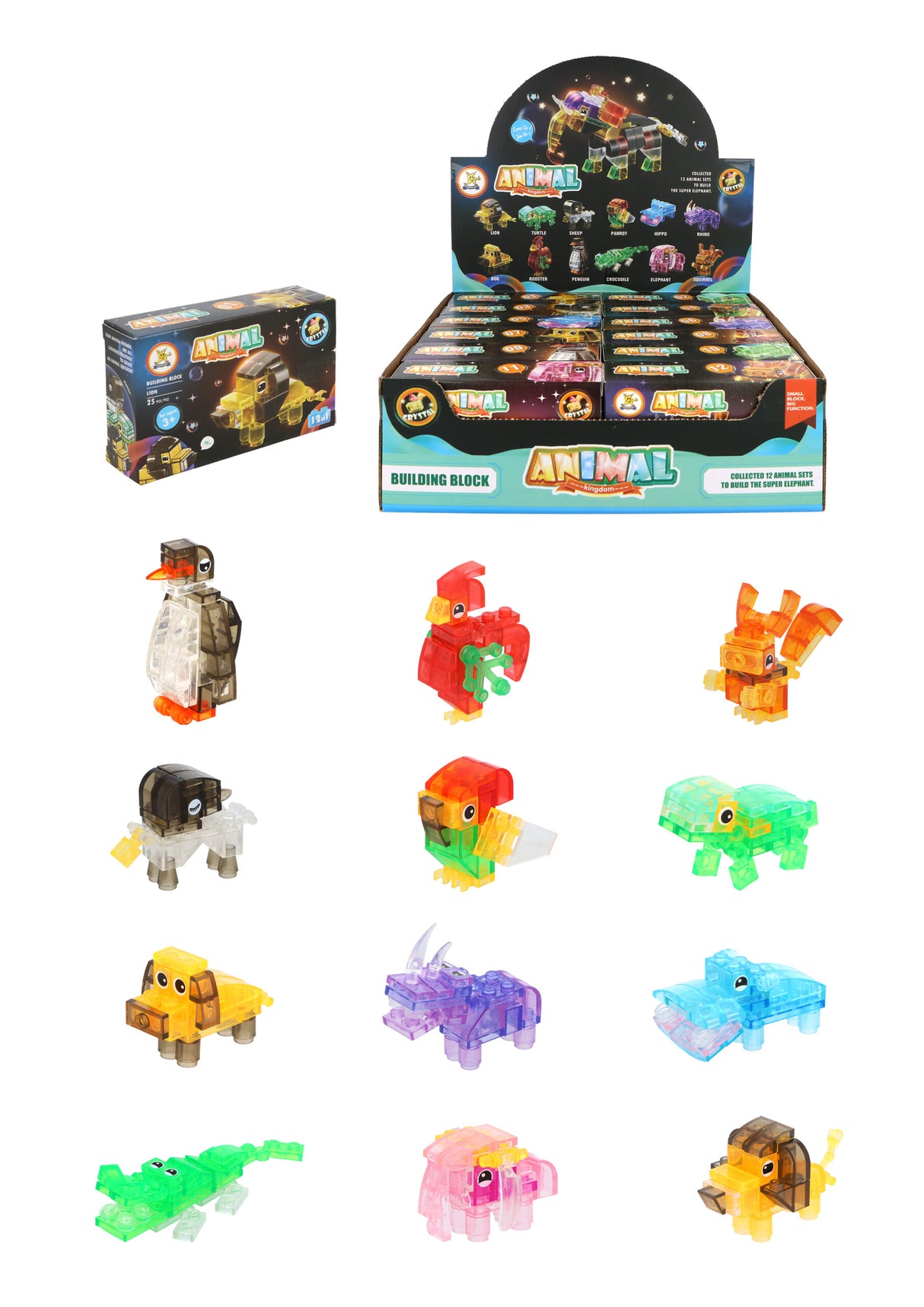 Animal Block Kits: Crystal Series Quantities of 12