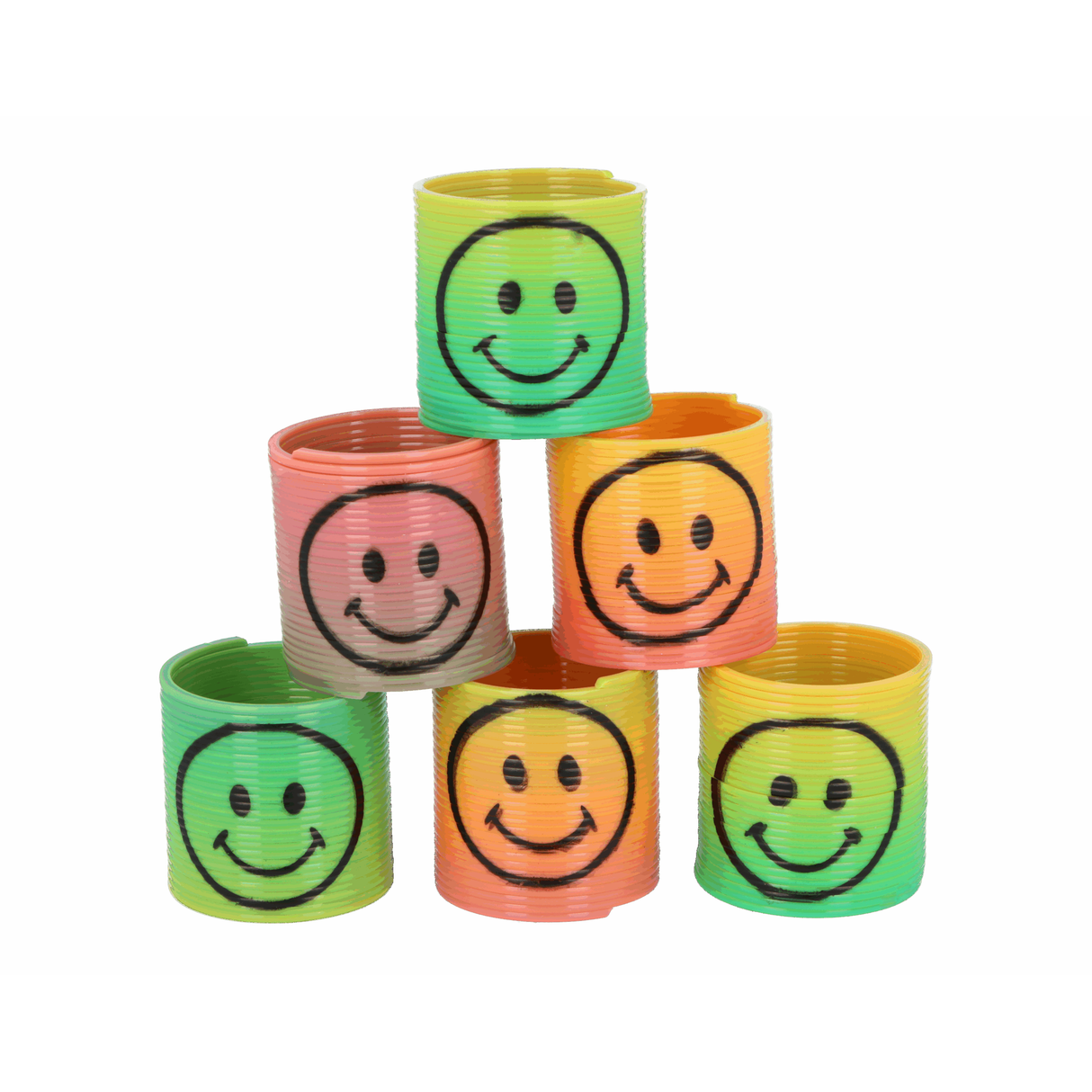 Mini Rainbow Springs with Smiling Faces (3.5cm) Packs of 6 Wholesale
