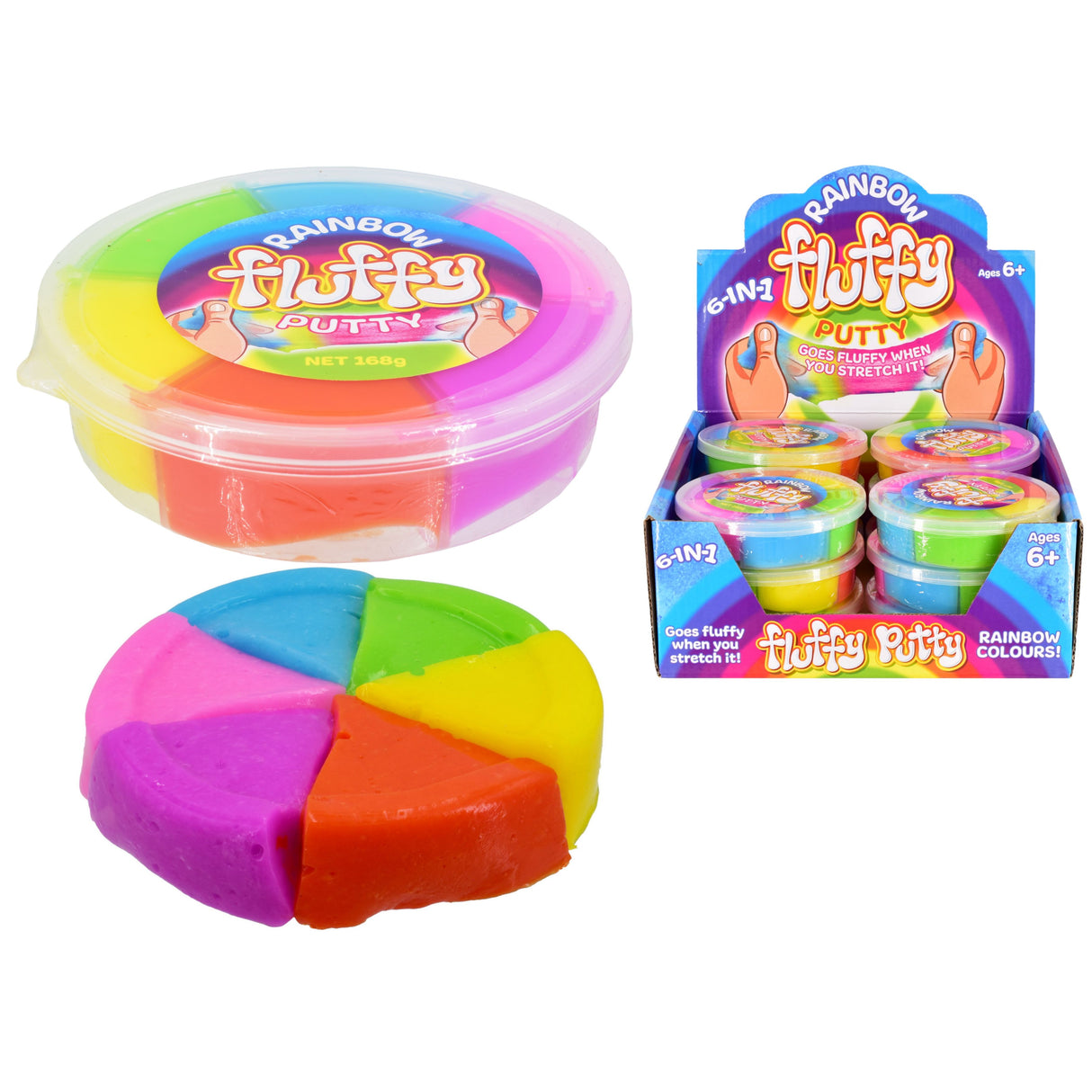 Rainbow Fluffy Putty 168g Quantities of 12 Wholesale