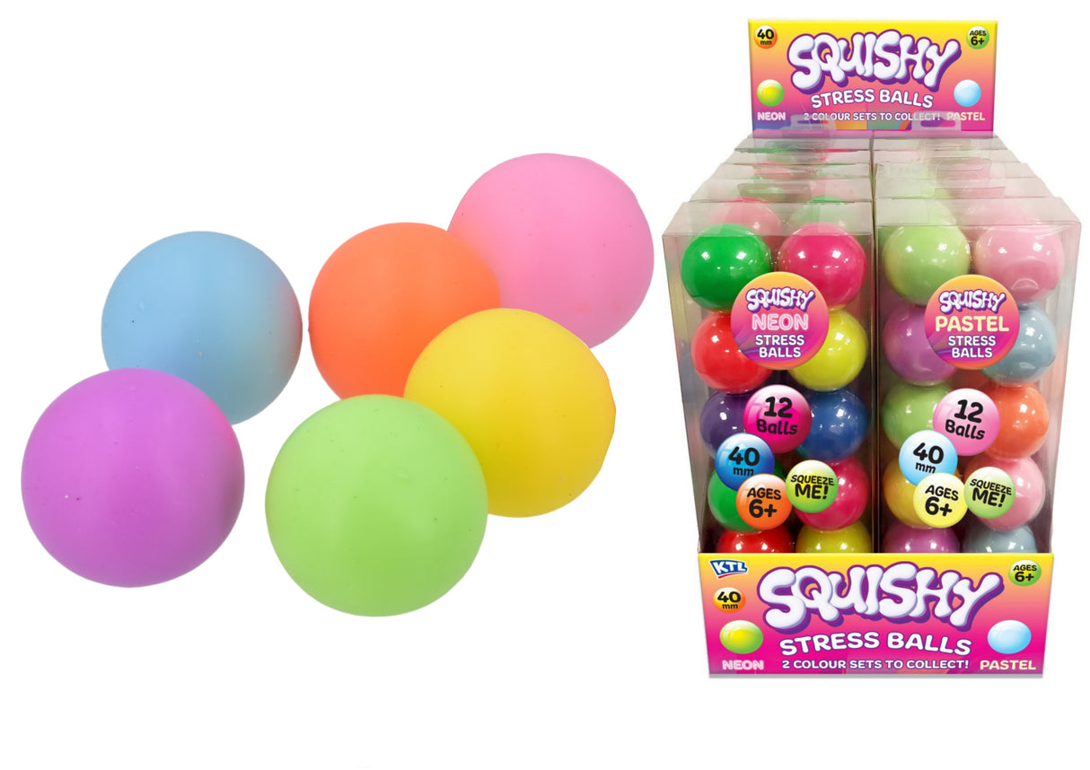 12 Piece x4cm Squishy Balls Acetate Box - Quantities of 12