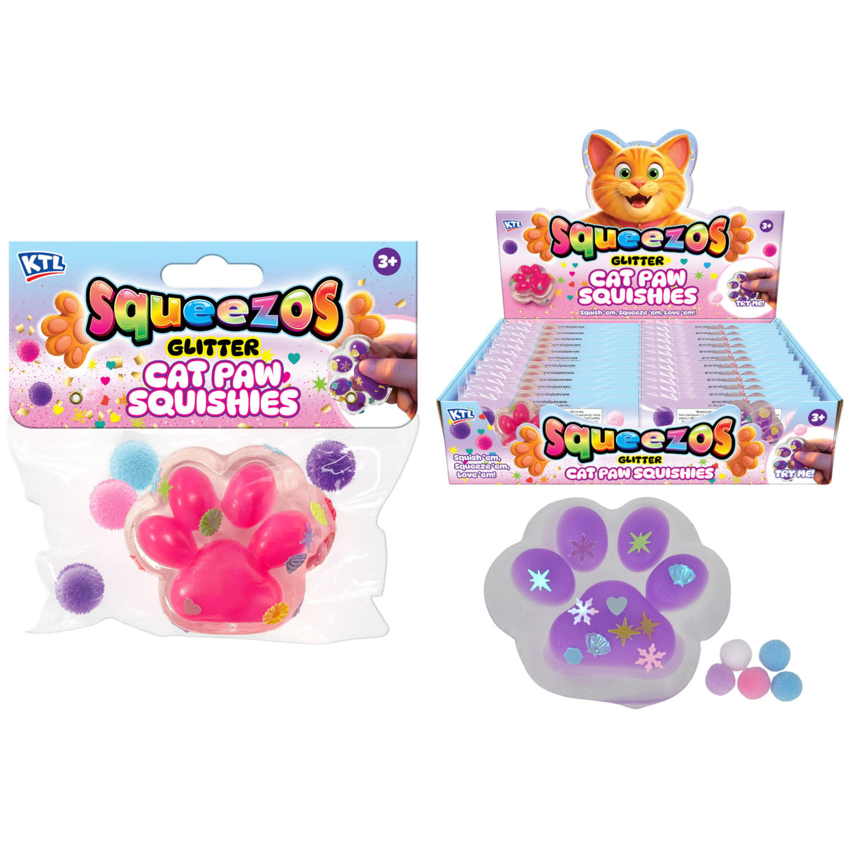 Squishy Cat Paw With Bobble Quantities of 24 Wholesale