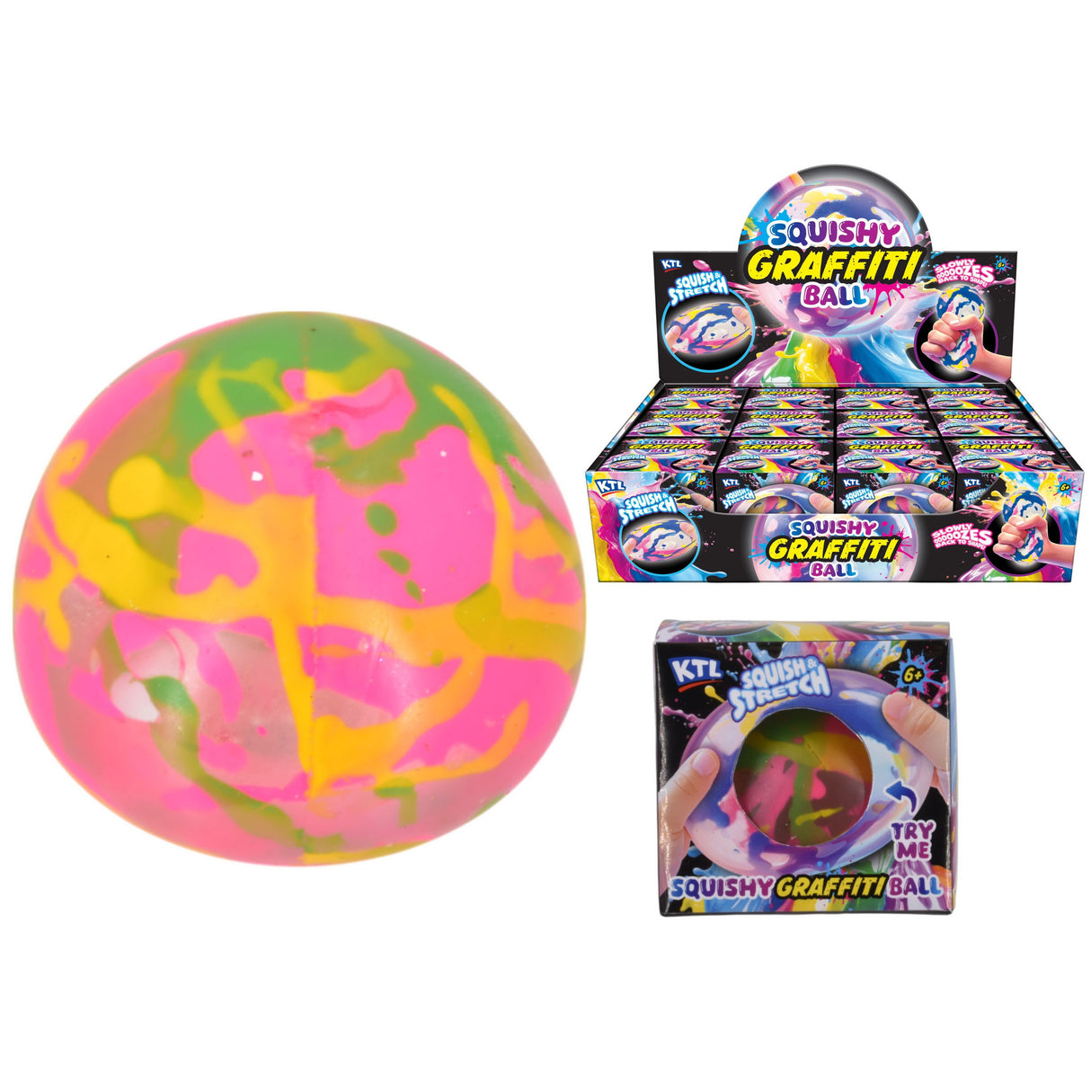 Squishy Graffiti Ball In Display Box Quantities of 12 Wholesale