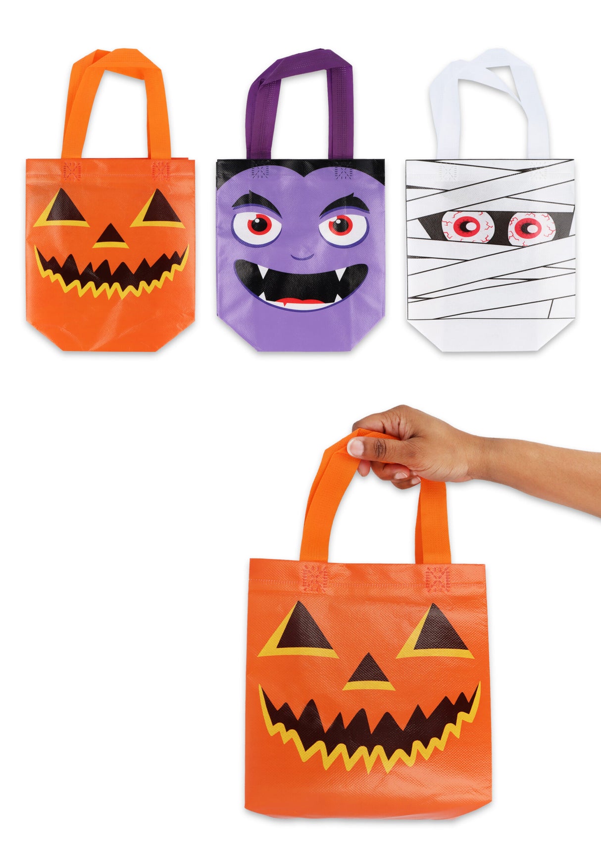 Halloween Non-Woven Trick or Treat Bags (19.5cm x 24.5cm) Quantities of 24