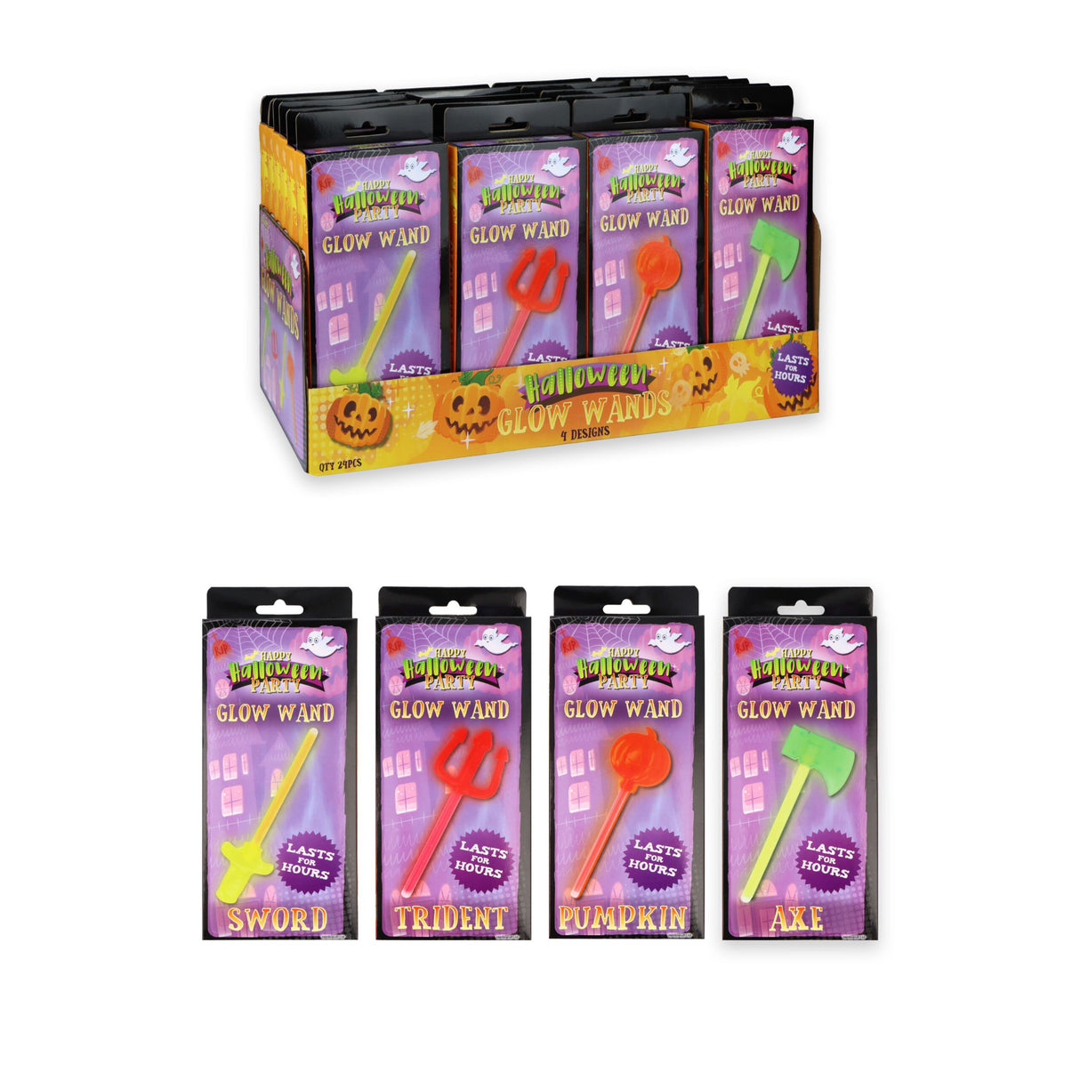 Glow in the Dark Halloween Wand (20cm) Quantities of 24
