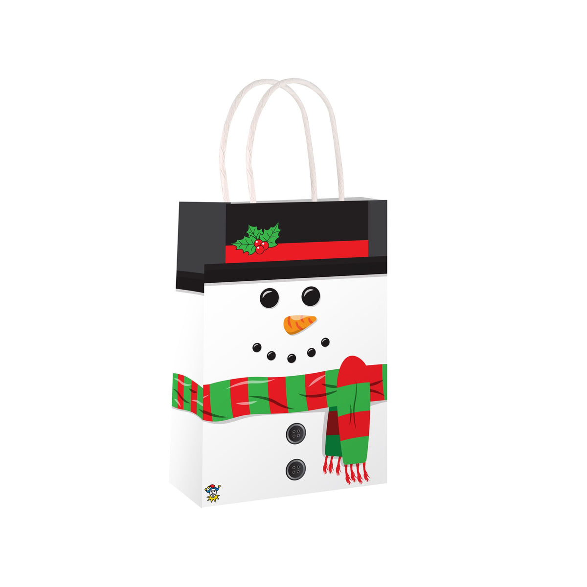 Snowman Christmas Paper Bag with Handles (16 x 22 x 8cm) Quantities of 48 Wholesale