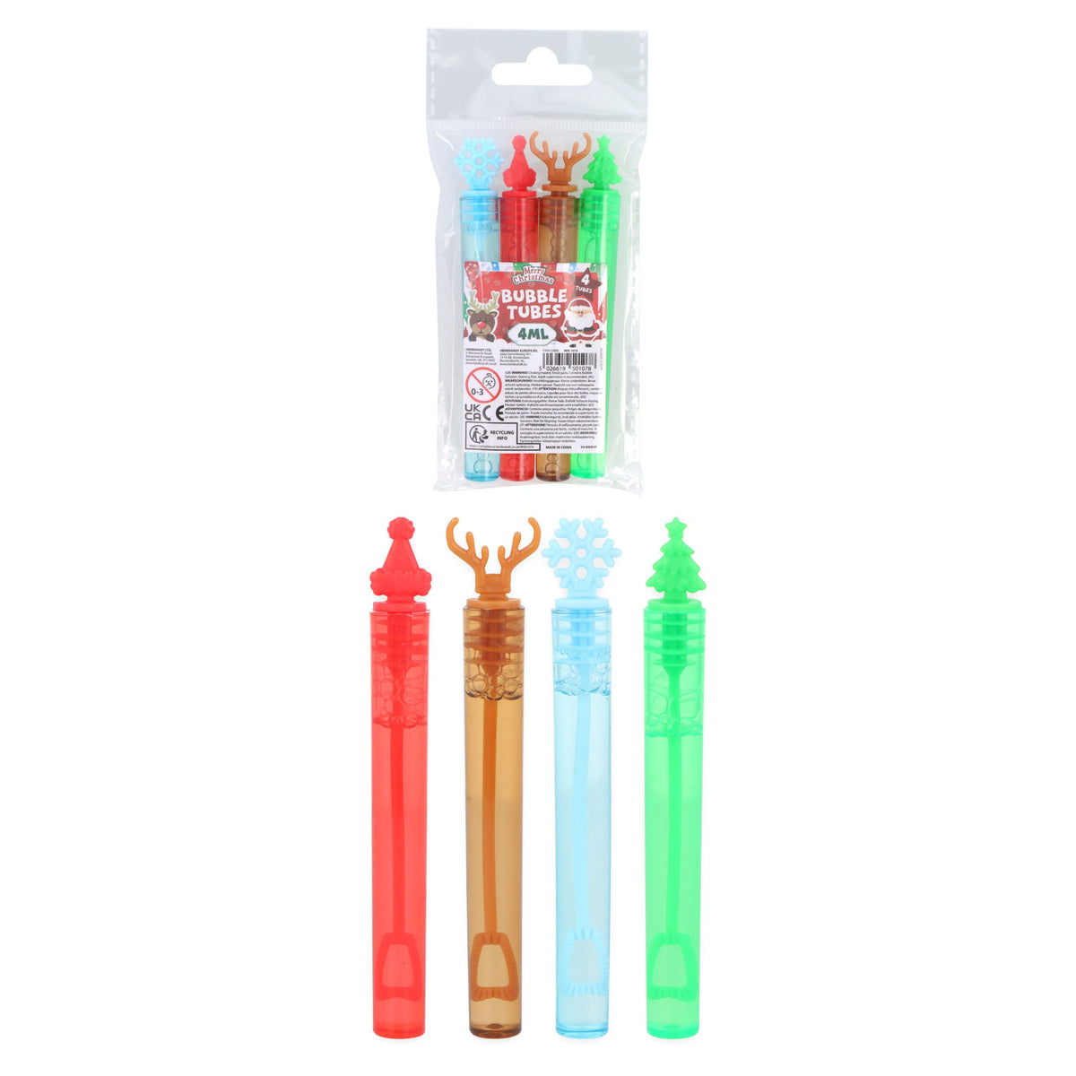 Christmas Mini Bubbles tubes 4ml pack of 4 Quantities of 12